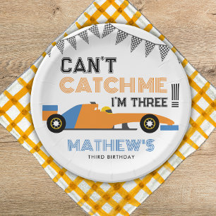Can't Catch Me I'm Three Race Car 3rd Birthday Paper Plate