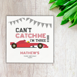 Can't Catch Me I'm Three Red Race Car 3 Birthday  Napkin