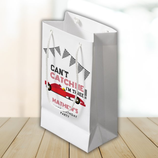 Can't Catch Me I'm Three Red Race Car 3 Birthday  Small Gift Bag (Creator Uploaded)