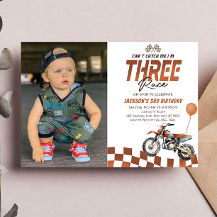 Can't Catch Me Orange Dirt Bike Boy 3rd Birthday Invitation