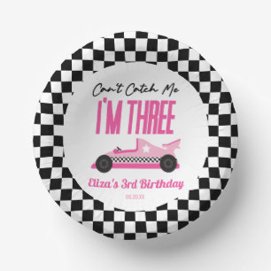 Can't Catch Me Pink Race Car 3rd Birthday Party Paper Plate