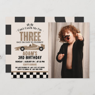 Can't Catch Me Race Car Boy 3rd Birthday Party Invitation