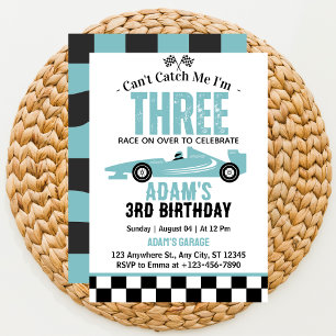 Can't Catch Me Race Car Boy 3rd Birthday Party Invitation