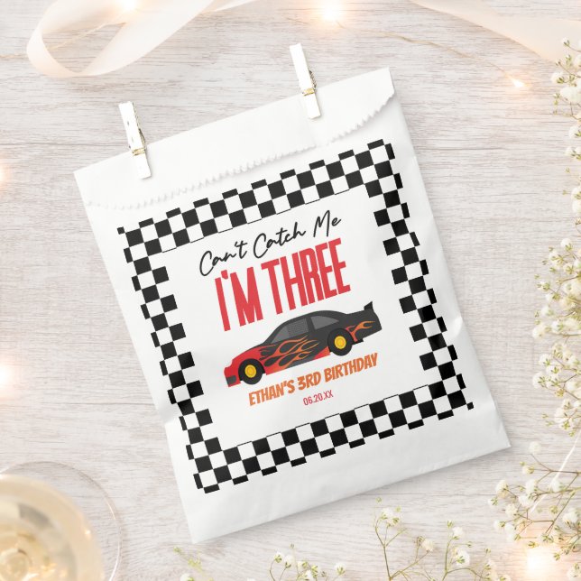Can't Catch Me Red Race Car 3rd Birthday Party Favour Bags (Clipped)