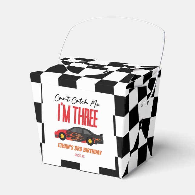 Can't Catch Me Red Race Car 3rd Birthday Party Favour Box (Front Side)