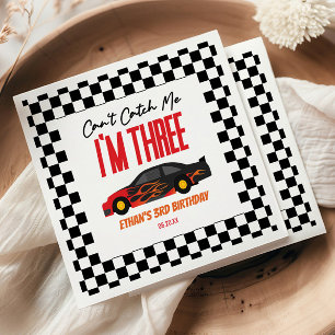 Can't Catch Me Red Race Car 3rd Birthday Party Napkin