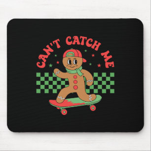 Can't Catch Me Retro Christmas Gingerbread Boy Xma Mouse Mat