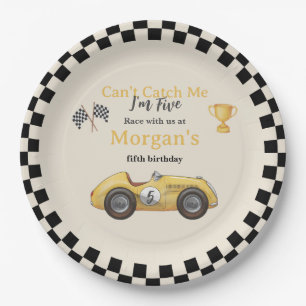 Can't Catch Me Yellow Race Car Kids Any Age Party Paper Plate