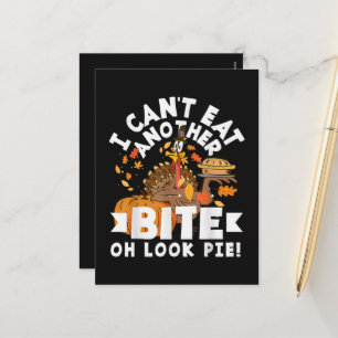 Can't Eat Another Bite Oh Look Pie Funny Holiday Postcard