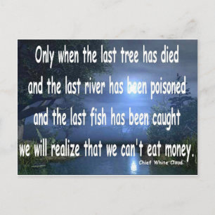 Can't eat money postcard