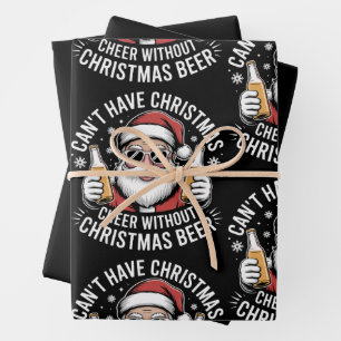 Can't Have Christmas Cheer Without Beer Santa Xmas Wrapping Paper Sheet