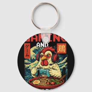 Can't Hear You I'm Gaming And Eating Ramen Chicken Key Ring