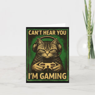 Can't Hear You I'm Gaming Funny Gamer Cat Playing Card
