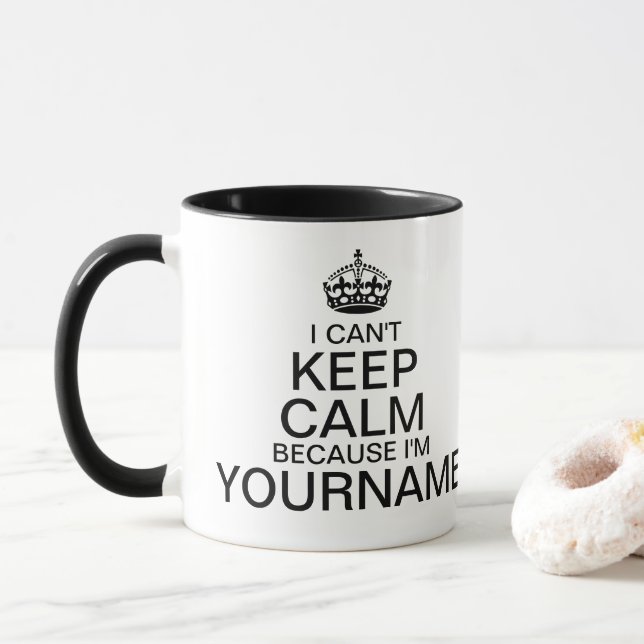 Can't Keep Calm Enter Your Name personalise Mug (With Donut)