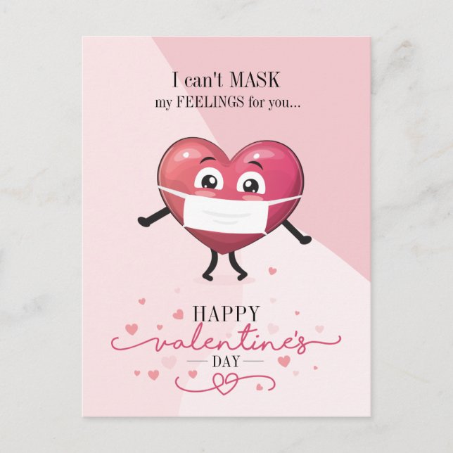 Can't Mask My Feelings Funny Valentine's Day Holiday Postcard (Front)