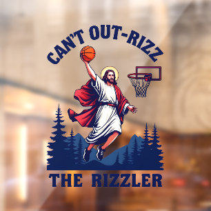 Can't Out-Rizz the Rizzler Jesus Basketball Window Cling