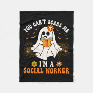Can't Scare Me Im A School Social Worker Halloween Fleece Blanket