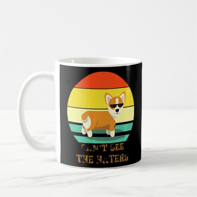 Cant See The Haters Corgi Doge Meme Pixel Glasses  Coffee Mug (Left)