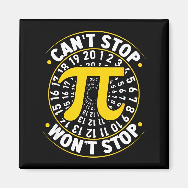 Cant Stop Pi Wont Stop Math Pi Day Funny Maths Clu Magnet (Front)