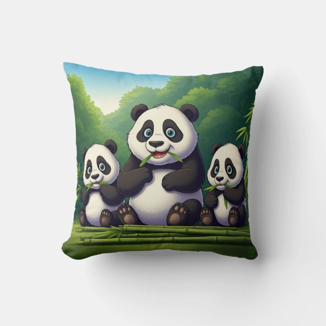 Can't Stop, Won't Stop: Pandas on Bamb Cushion (Front)