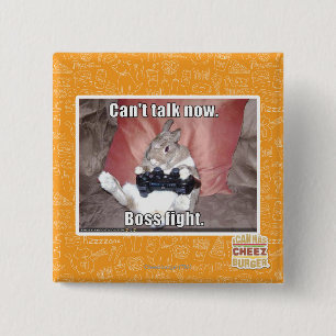 Can't talk now, boss fight. 15 cm square badge