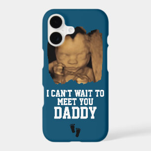 Can't Wait to Meet Daddy Sonogram Baby Photo Blue