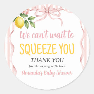 Can't Wait To Squeeze Floral Lemon Baby Shower Classic Round Sticker