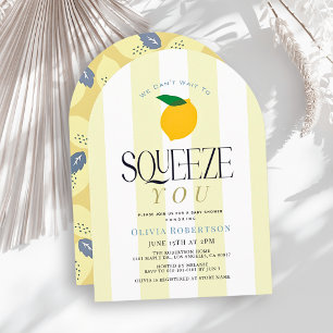 Can't Wait to Squeeze Lemon Stripes Baby Shower Invitation