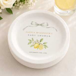 Can't Wait to Squeeze You Lemon Baby Shower Paper Plate