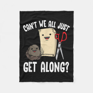 Can't We All Just Get Along_ Rock Paper Scissors F Fleece Blanket