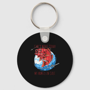 Can't work arm is in a cast funny fishing fish key ring