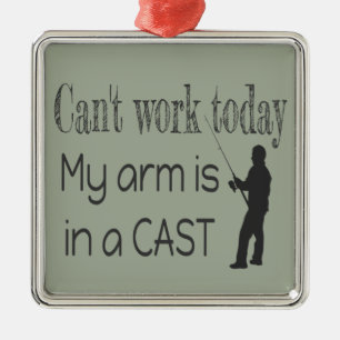 Can't work Fishing Humour Metal Tree Decoration