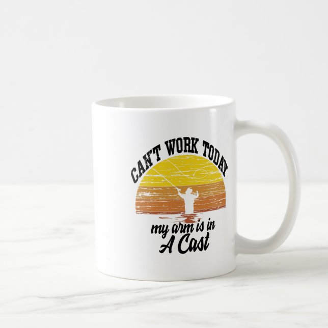 Can't Work Today My Arm Is In A Cast Fishing Graph Coffee Mug (Right)