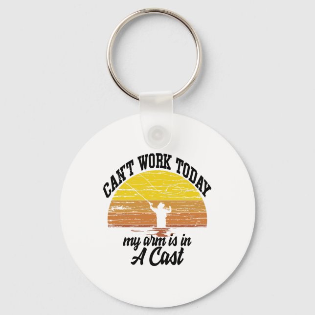 Can't Work Today My Arm Is In A Cast Fishing Graph Key Ring (Front)