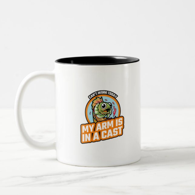 Can't Work Today My Arm Is In A Cast Two-Tone Coffee Mug (Left)