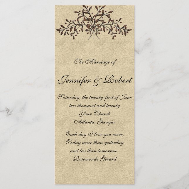 Cantabria Branches with Red Olives on Ecru Program Programme (Front)