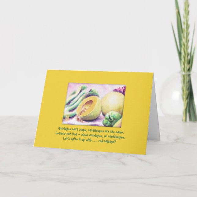 Cantalopes & Veggies Humourous Thinking of You Card (Front)