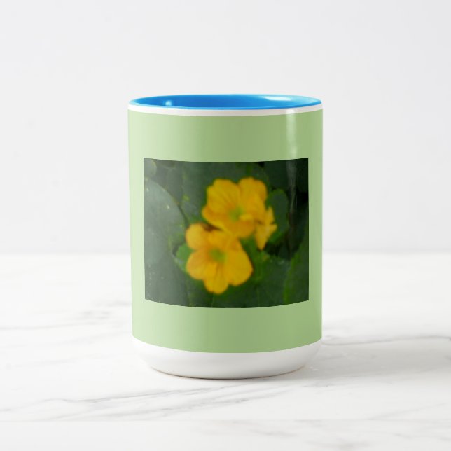 Cantaloupe Blooms Two-Tone Coffee Mug (Center)