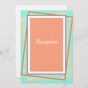 Cantaloupe Blue Geometric Monogram Reception Invitation