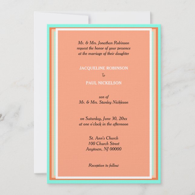 Cantaloupe Fruit Blue Geometric Wedding  Invitatio Invitation (Front)