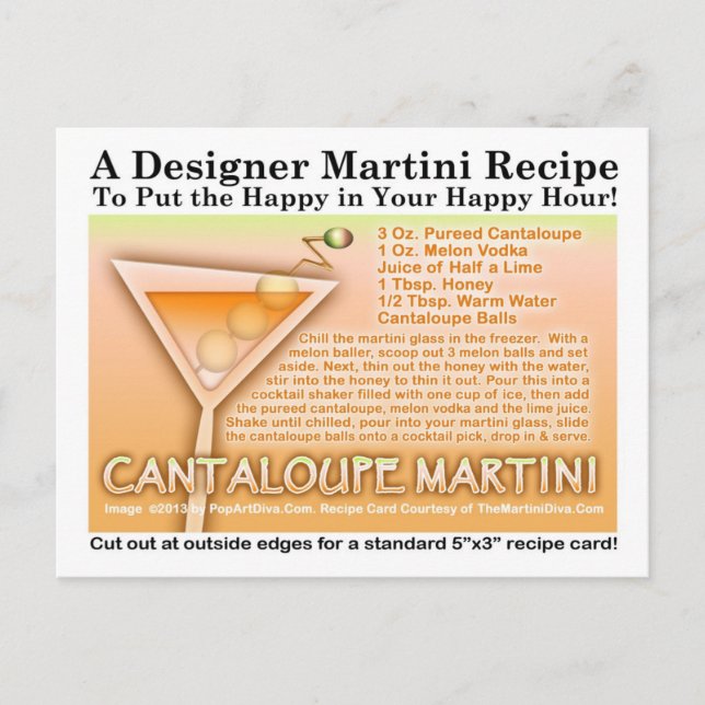 CANTALOUPE MARTINI RECIPE POSTCARD (Front)