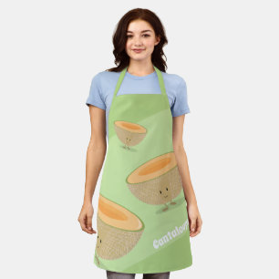 Cantaloupe Melon Green Orange Fruit Food Cartoon Apron