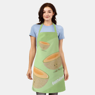 Cantaloupe Melon Green Orange Fruit Food Cartoon Apron