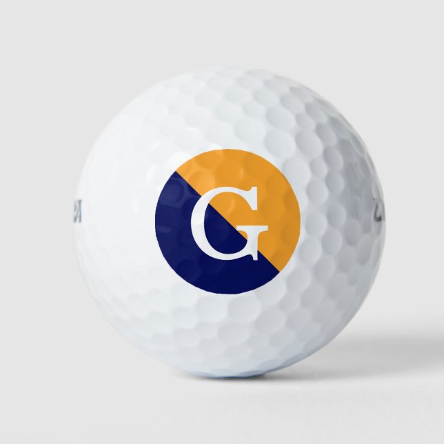 Cantaloupe Orange Navy Blue 2 Tone Diag Monogram Golf Balls (Front)