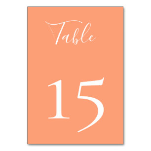 Cantaloupe Peach Colour Table Number Card