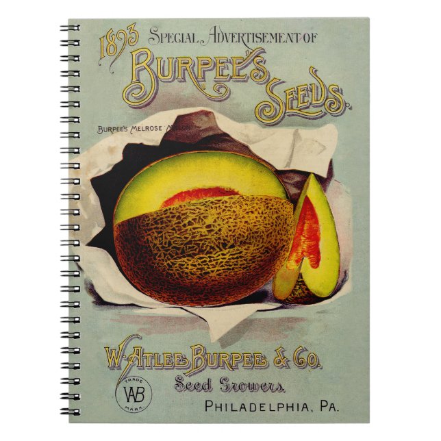 Cantaloupe Seed Advertising Antique Art Notebook (Front)