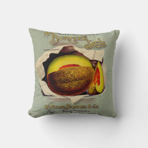 Cantaloupe Seed Advertising Art Antique Cushion