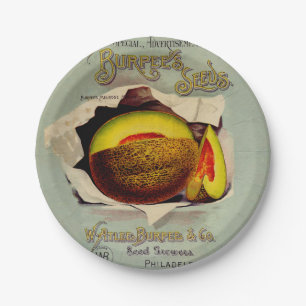 Cantaloupe Seed Advertising Art Antique Paper Plate