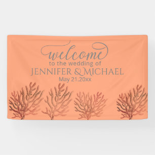Cantaloupe tropical romantic coral calligraphy banner
