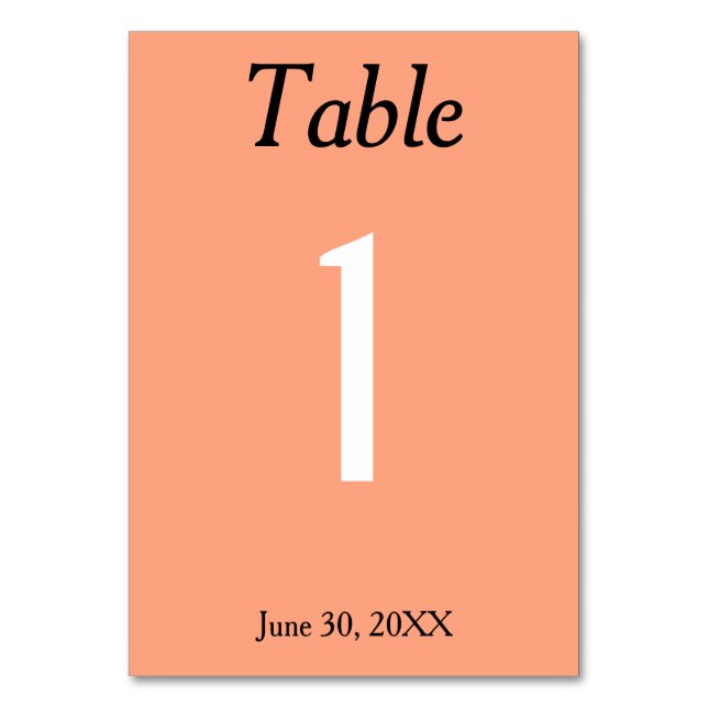 Cantaloupe Wedding Table Number (Front)